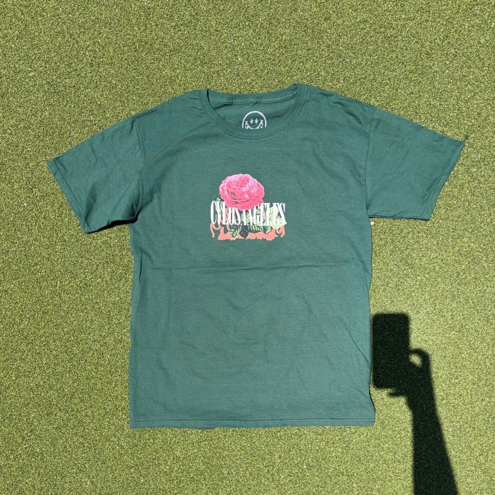 Civil Regime Los Angeles Rose Graphic T-Shirt Forest Green Medium